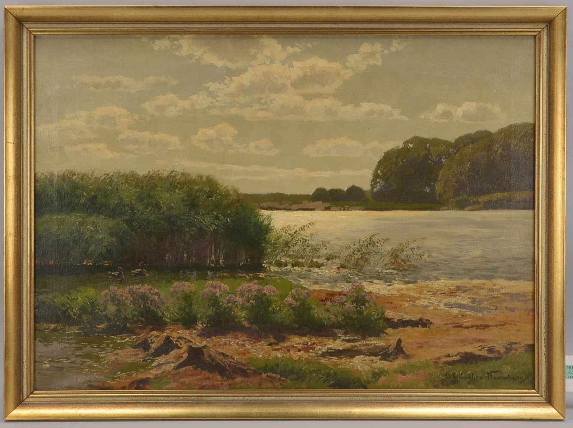 Naumburg, Günther (1856 - 1941), 'Seenlandschaft', Öl/Lw, unten rechts signiert; Bildmaße 54 x 76