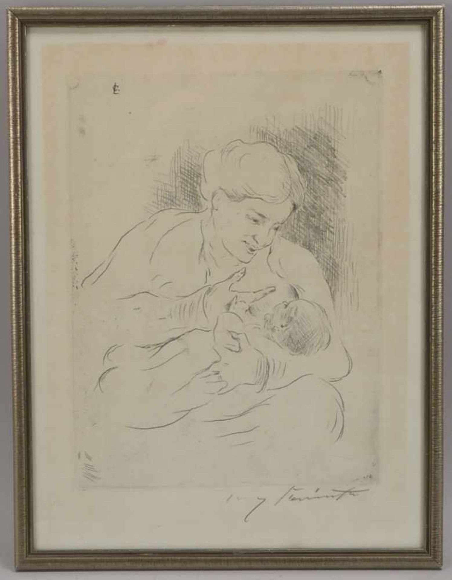 Corinth, Lovis, 'Mutter mit Kind', Lithografie auf Japanpapier, unten rechts bleisigniert; Blattmaße