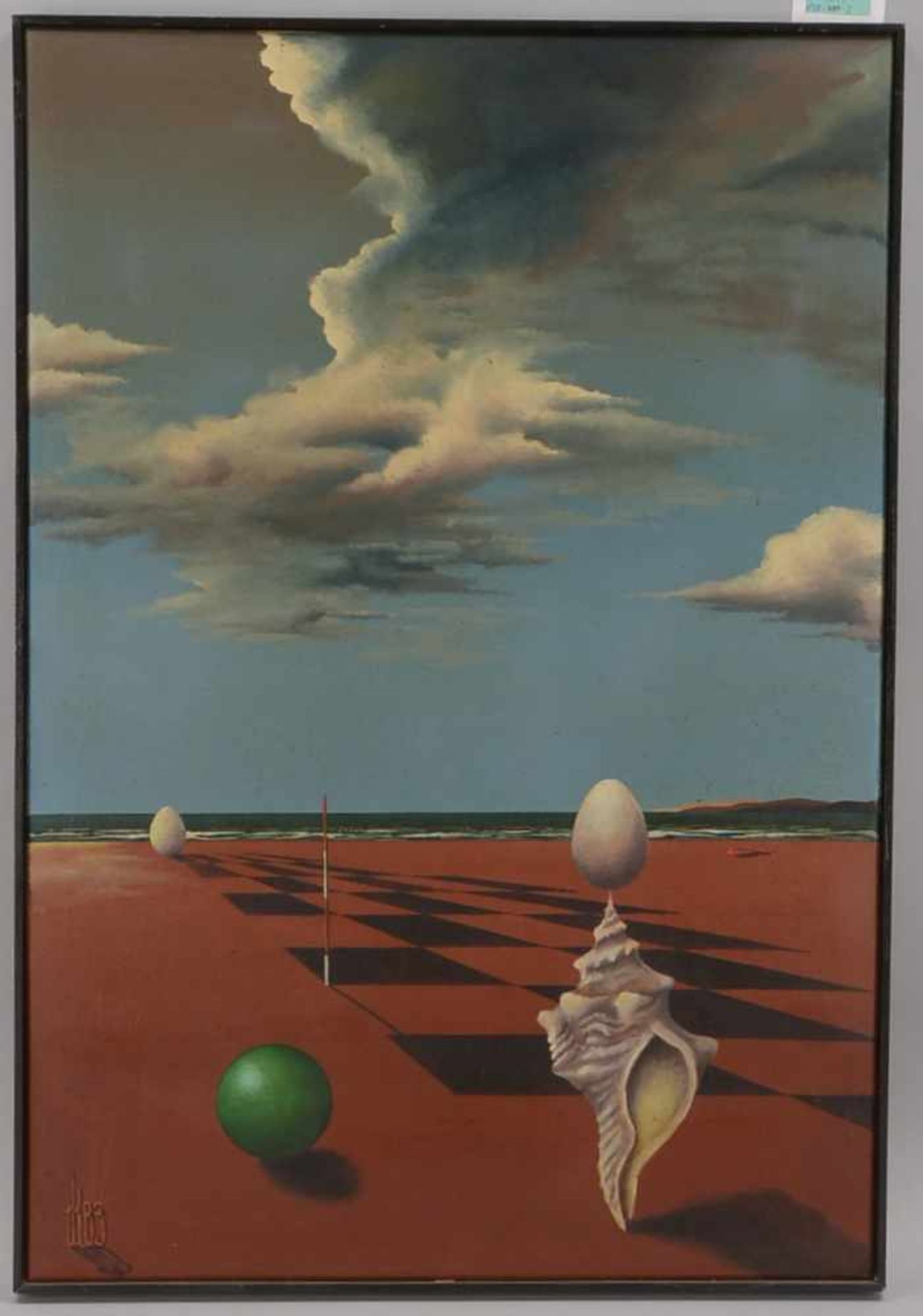 Monogrammist, 'Surrealistische Landschaft mit Schnecke', Öl/Lw, unten links monogrammiert und