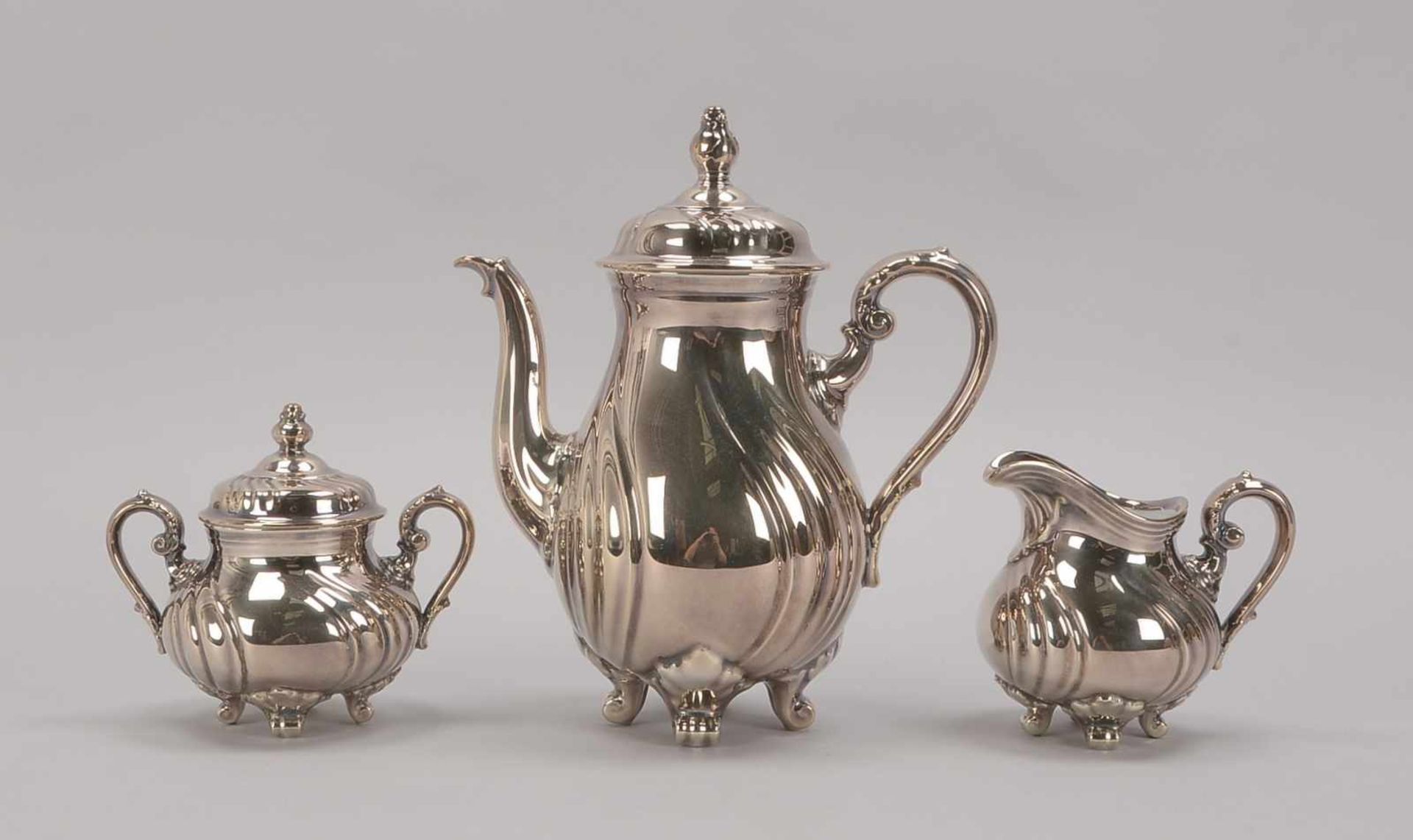 Rosenthal, Kaffeekern, Porzellan mit 1000/1000-Silberauflage; Höhe Kanne 27 cm