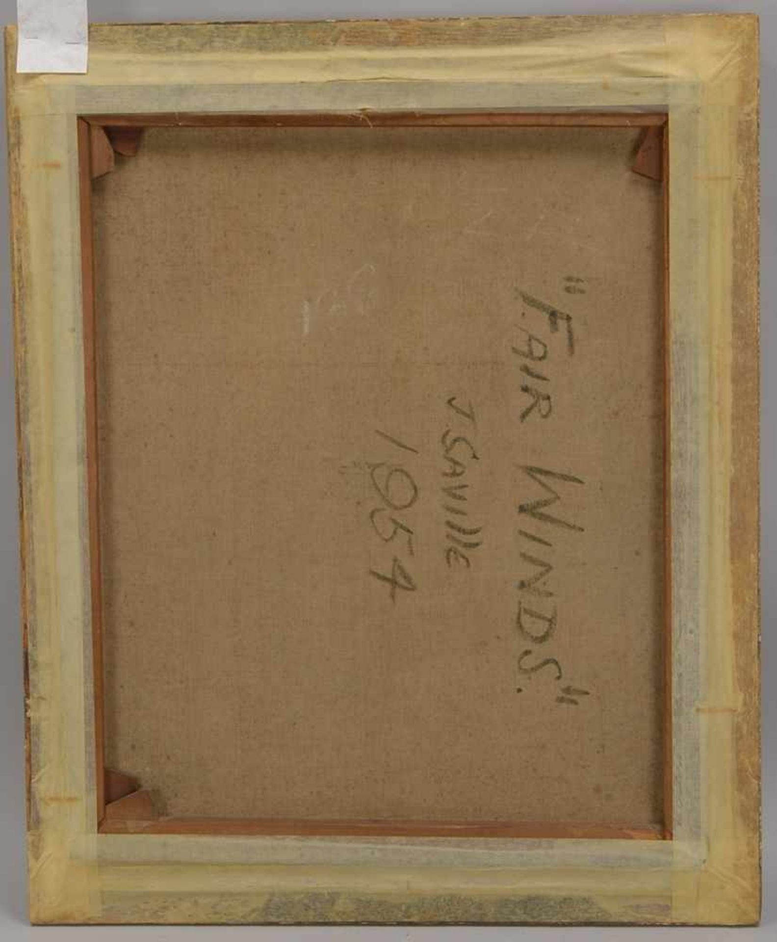 Saville, 'Faire Winde', Öl/Lw, unten rechts signiert, verso bezeichnet sowie datiert '1954'; - Bild 3 aus 3