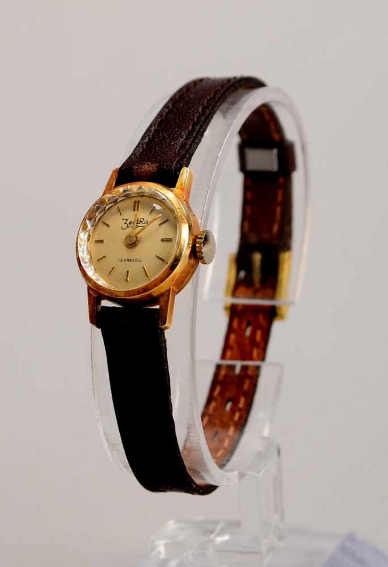 Damen-Armbanduhr, Zentra, 585 GG-Gehäuse, mit Lederarmband, Funktion ungeprüft - Bild 2 aus 2
