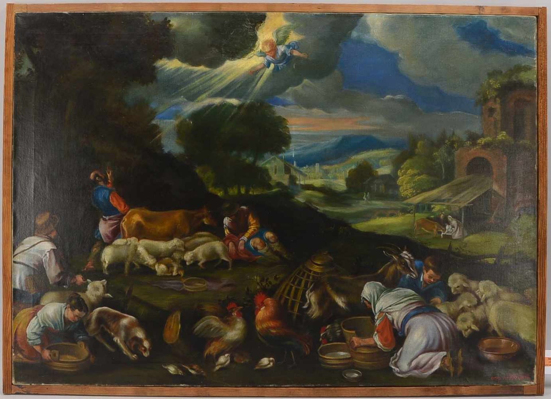 Gemälde, 'Biblische Szene' (cop. - gemalt von Otto Herrfurth), Öl/Lw; Bildmaße 82 x 116 cm,