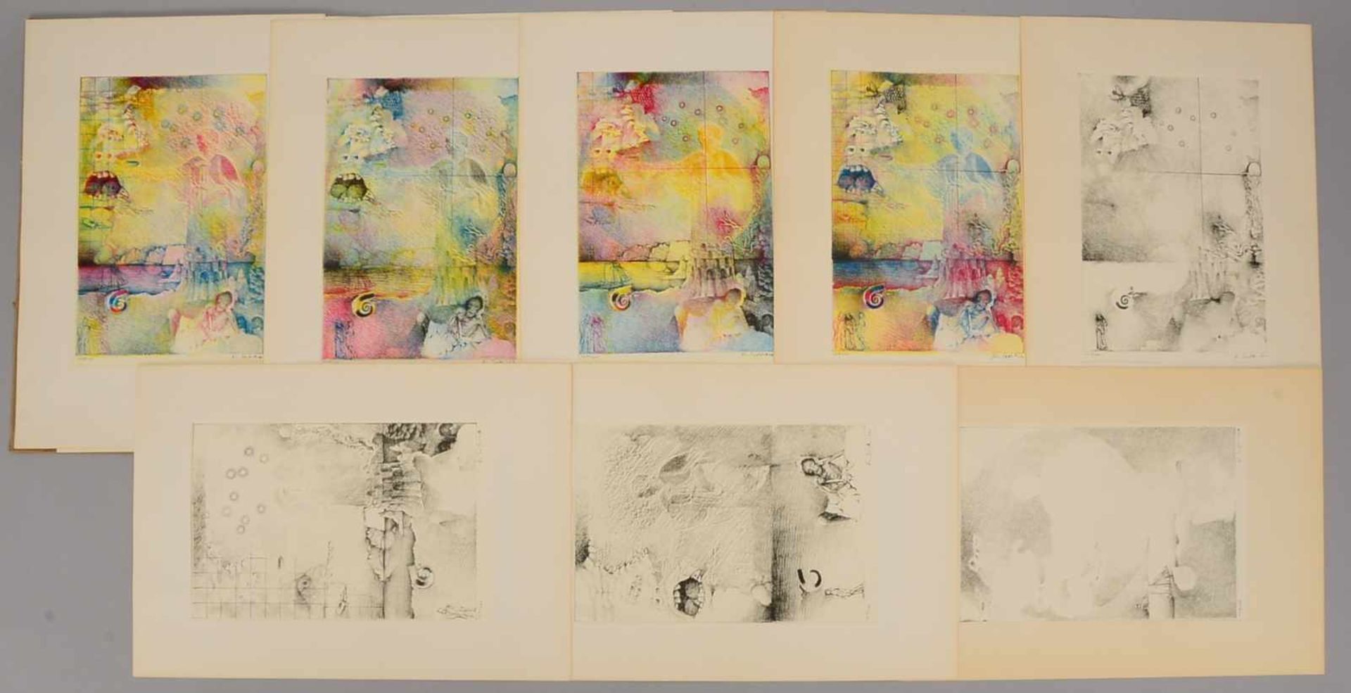 Schüler, Konrad,, Grafikmappe mit Lithografien/davon 4x Farblithografien, Auflage-Nr. jeweils '129/