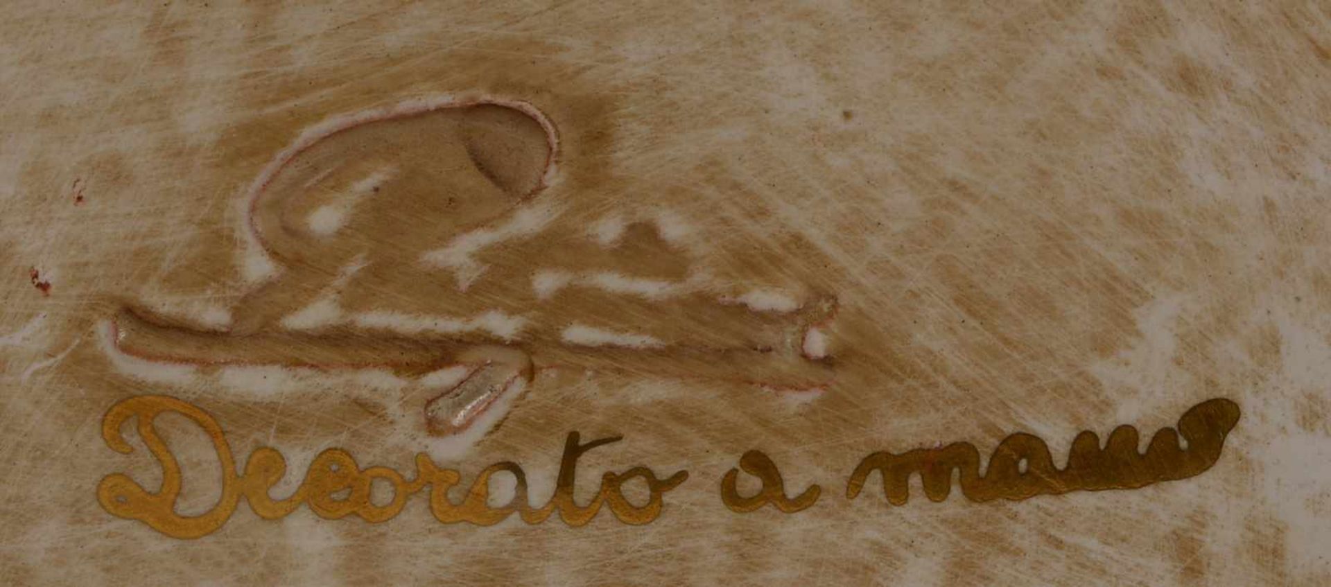Große Deckelvase/Prunkvase (Italien), Keramik, mit polychromer Handbemalung, mit Goldstaffierung, - Bild 3 aus 3