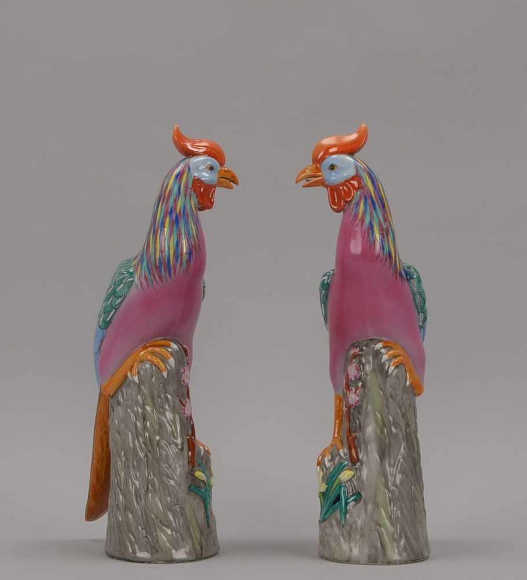 Paar Porzellanfiguren, 'Fasane', polychromiert; Höhe 34,5 cm