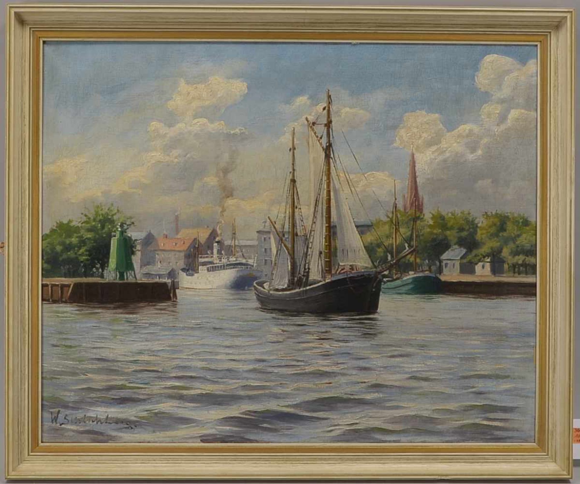 Schlichtig, Waldemar (1896 - 1970), 'Am Hafen', Öl/Lw, unten links signiert; Bildmaße 55 x 68 cm,