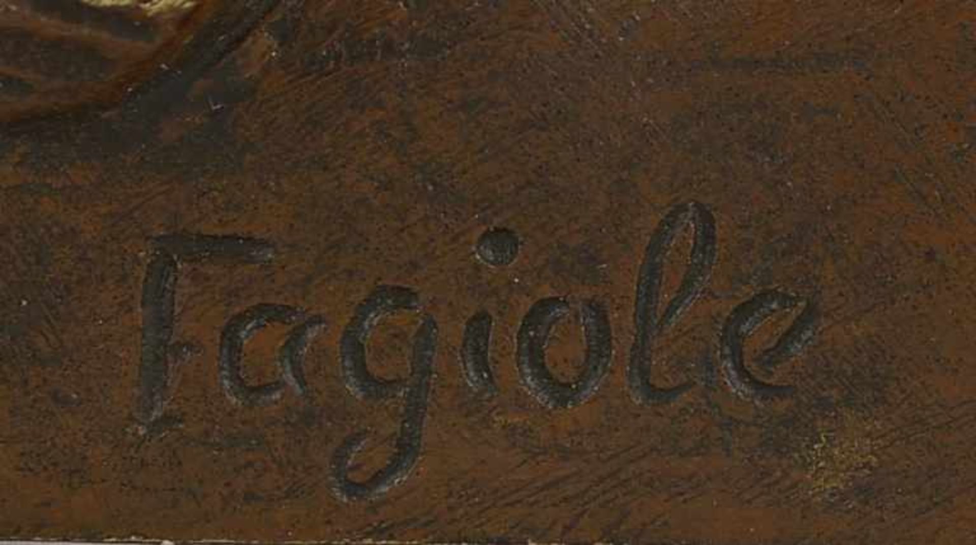 Bronzeskulptur, 'Der kleine Musikant', verso signiert 'Fagiole'; Höhe 27,3 cm - Bild 2 aus 2