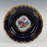 DEEP COBALT AND GOLD MEISSEN RICHLY ORNAMENTED DISH