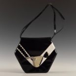 VINTAGE BALLY ITALIAN ART DECO PATENT LEATHER HANDBAG