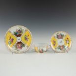 3 PIECE DRESDEN GILT TEA SERVICE, TWO PLATES & CUP