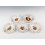 LOT OF 5 CARL THIEME COURTING COUPLE CHINA PLATES WITH GILT