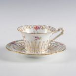 GERMAN DRESDEN PORCELAIN FLORAL CUP AND SAUCER