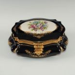 GILT & DEEP COBALT A.C.F. IN STYLE OF SEVRES JEWELRY BOX