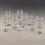 LOT OF 5 WINE GLASSES, 4 GOBLETS, AND DUCK AERATOR