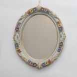 RARE GERMAN SANDIZELL PORCELAIN FRAMED DRESS MIRROR