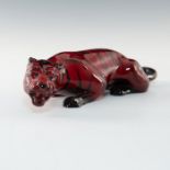 ROYAL DOULTON FLAMBE ANIMAL FIGURINE, CROUCHING TIGER