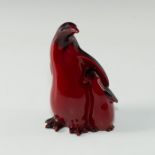 ROYAL DOULTON FLAMBE ANIMAL FIGURINE, KING PENGUIN & CHICK