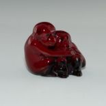 ROYAL DOULTON FLAMBE ANIMAL FIGURINE, MOTHER & BABY MONKEYS