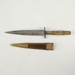 19TH C. SPANISH DAGGER KNIFE W. BONE INLAID HANDLE