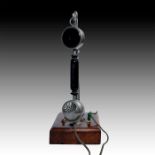 ART NOUVEAU 19TH CENTURY BELLE EPOQUE INTERCOM RECEIVER, WOOD BASE