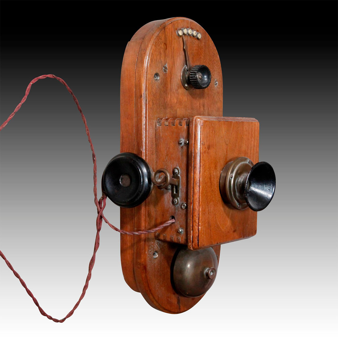 ANTIQUE OAK WALL MOUNTED 5 SWITCH DIAL INTERCOM - Image 10 of 12