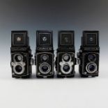 LOT OF 4 VINTAGE YASHICA TWIN LENS REFLEX FILM CAMERAS