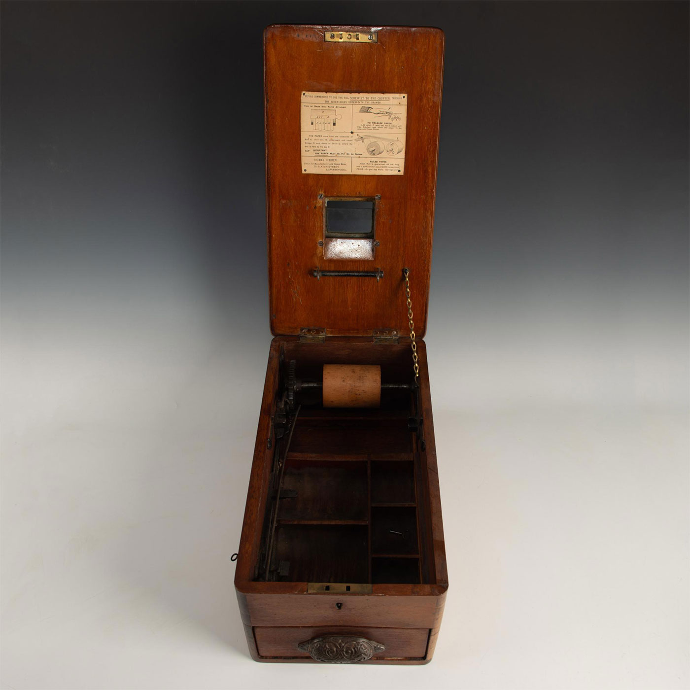 THOMAS O'BRIEN SELF CLOSING TILL WOODEN CASH REGISTER - Image 5 of 12