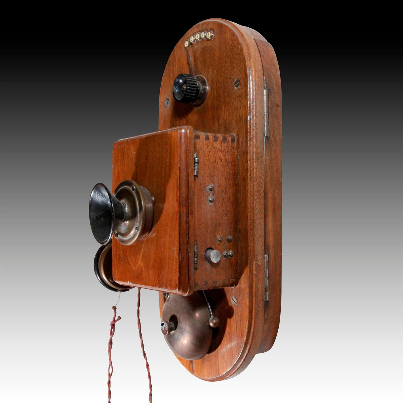 ANTIQUE OAK WALL MOUNTED 5 SWITCH DIAL INTERCOM - Image 3 of 12