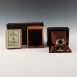 MAHOGANY ANTIQUE PLATE CAMERA IN CASE WITH UNUSED FILM