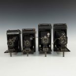 GROUP OF 4 VINTAGE KODAK JUNIOR FOLDING BELLOWS CAMERAS