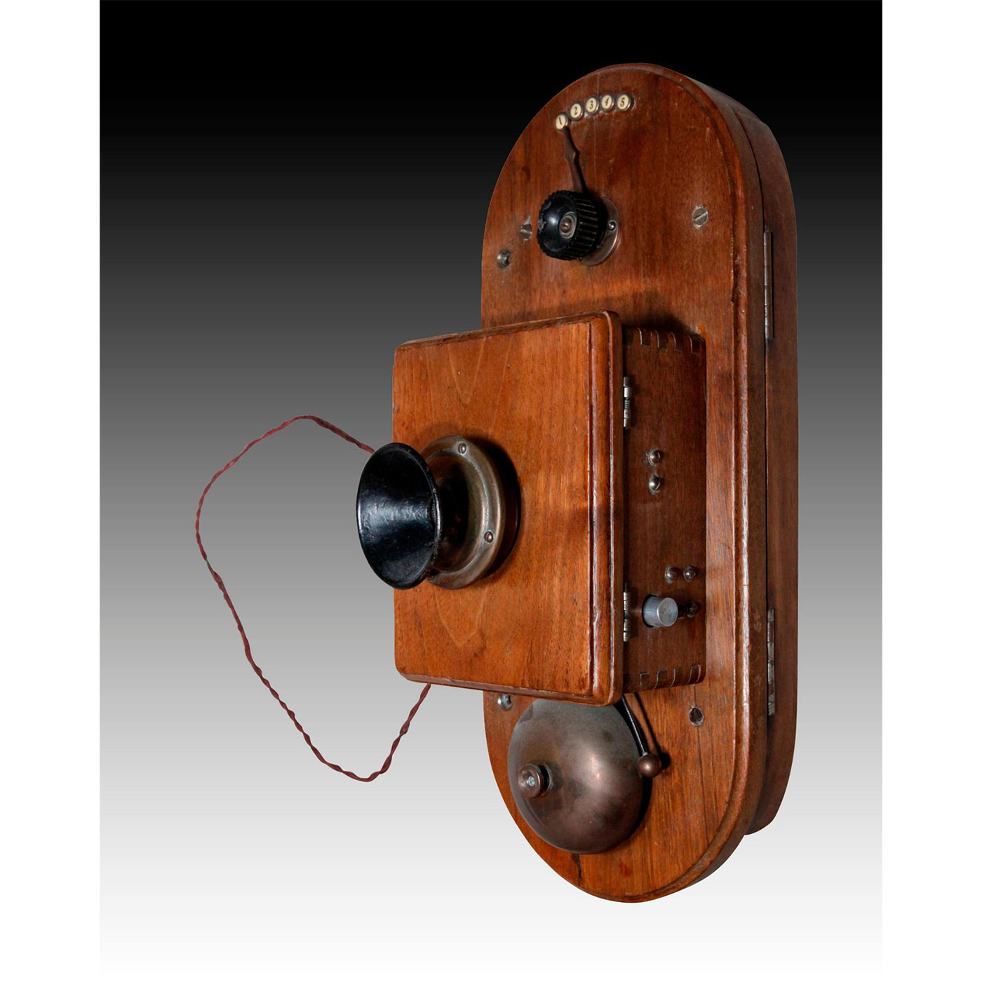 ANTIQUE OAK WALL MOUNTED 5 SWITCH DIAL INTERCOM - Image 4 of 12