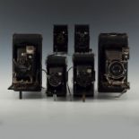 LOT OF 6 ANTIQUE FOLDING FILM CAMERAS PAIRED IN 3 SIZES
