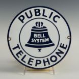 BELL SYSTEM PUBLIC TELEPHONE METAL SIGN