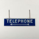 ANTIQUE 2 SIDED, 2 HOOK TELEPHONE ARROW SIGN