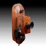 ANTIQUE OAK WALL MOUNTED 5 SWITCH DIAL INTERCOM