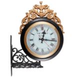 LARGE TWO-SIDED MOUNTED ANTIQUE BRITISH STREET OR SHIP CLOCK