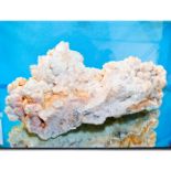 ARAGONITE CRYSTAL CLUSTER SPECIMEN, WHITE & PEACH