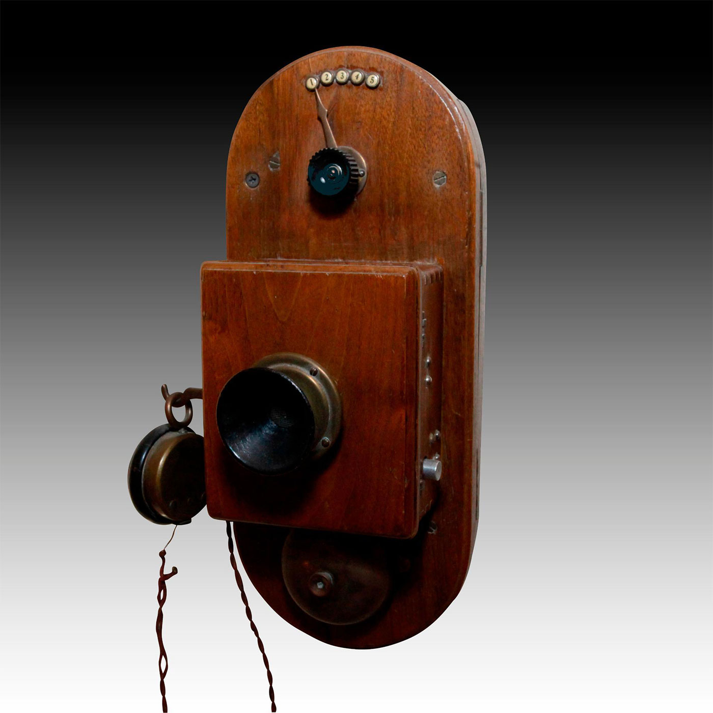 ANTIQUE OAK WALL MOUNTED 5 SWITCH DIAL INTERCOM - Image 8 of 12