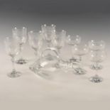 LOT OF 5 WINE GLASSES, 4 GOBLETS, AND DUCK AERATOR