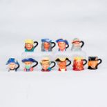 GROUP OF TEN FRANKLIN MINT TINY CHARACTER JUGS