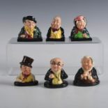 GROUP OF 6 ROYAL DOULTON DICKENS MINIATURE BUSTS