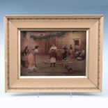 VICTORIAN CRYSTOLEUM PRINT, GROUP OF WOMEN AT THE WELL