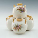 ROYAL WORCESTER ART NOUVEAU FOUR BOWL FLOWER FROG VASE