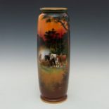 ROYAL DOULTON VASE HORSES AND PLOWMAN, ARTIST SIGNED