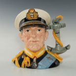 ROYAL DOULTON LARGE CHARACTER JUG, EARL MOUNTBATTEN