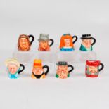 GROUP OF EIGHT FRANKLIN MINT TINY CHARACTER JUGS