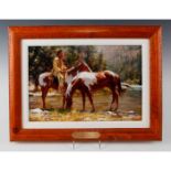 NATIVE AMERICAN FRAMED GICLEE ON CANVAS, SOLITUDE