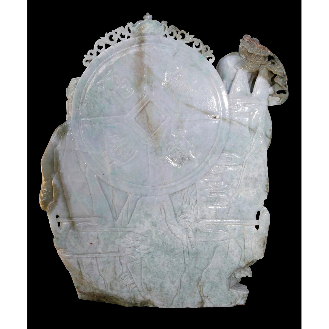 CHINESE CARVED JADE MONUMENTAL FIGURAL GROUP, 3 IMMORTALS OF GOOD LIFE - Image 15 of 21