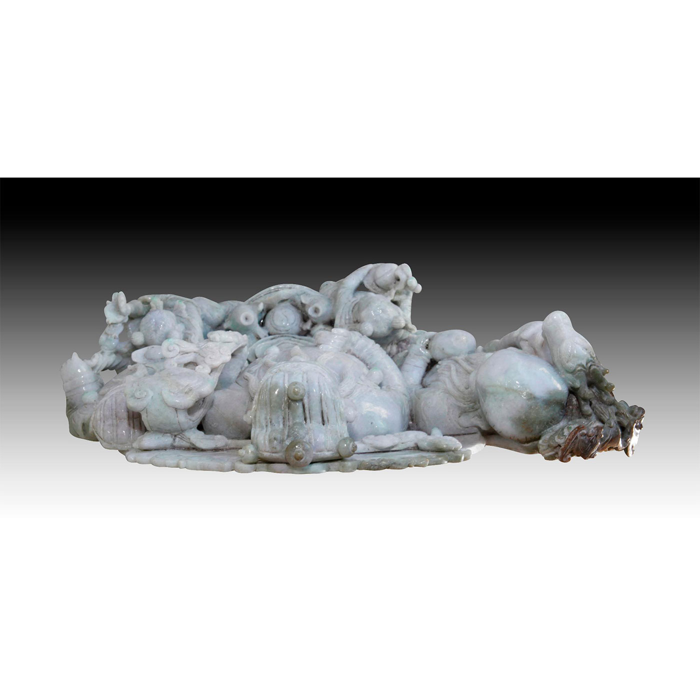 CHINESE CARVED JADE MONUMENTAL FIGURAL GROUP, 3 IMMORTALS OF GOOD LIFE - Image 11 of 21